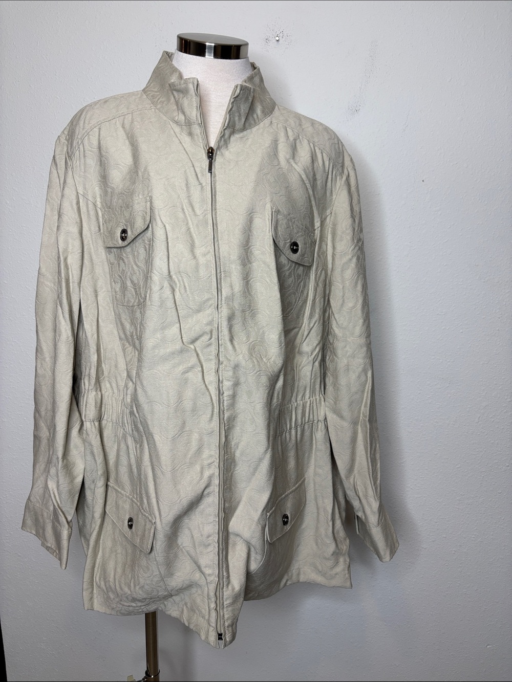 CJ Banks Light Cream Lightweight Zip-Front Jacket